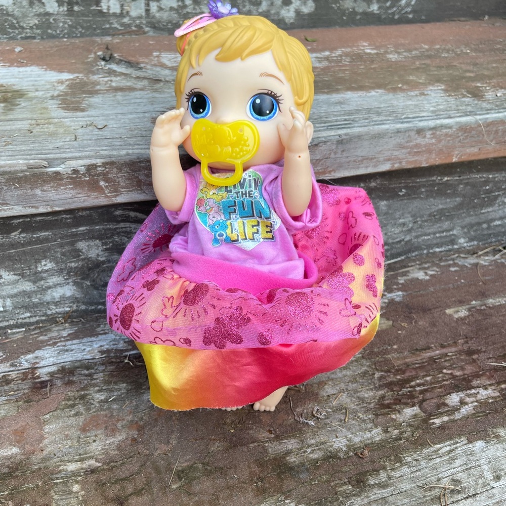 Interactive Baby Doll with Pink and Yellow Dress